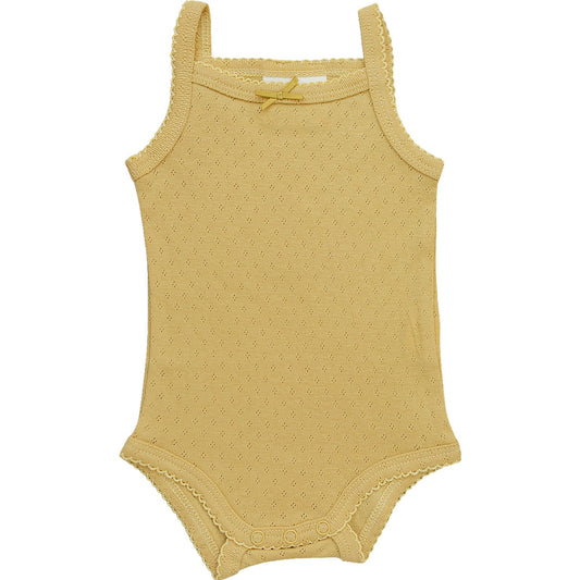 bow pointelle tank bodysuit // yellow