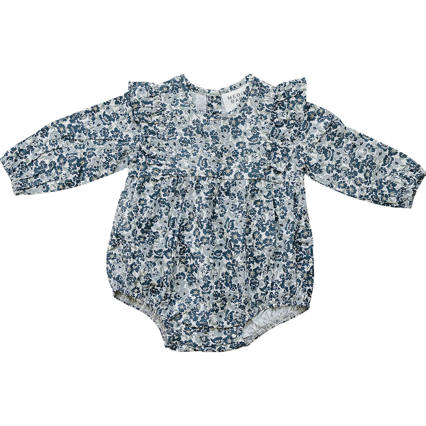 liberty floral long-sleeve ruffle bubble romper