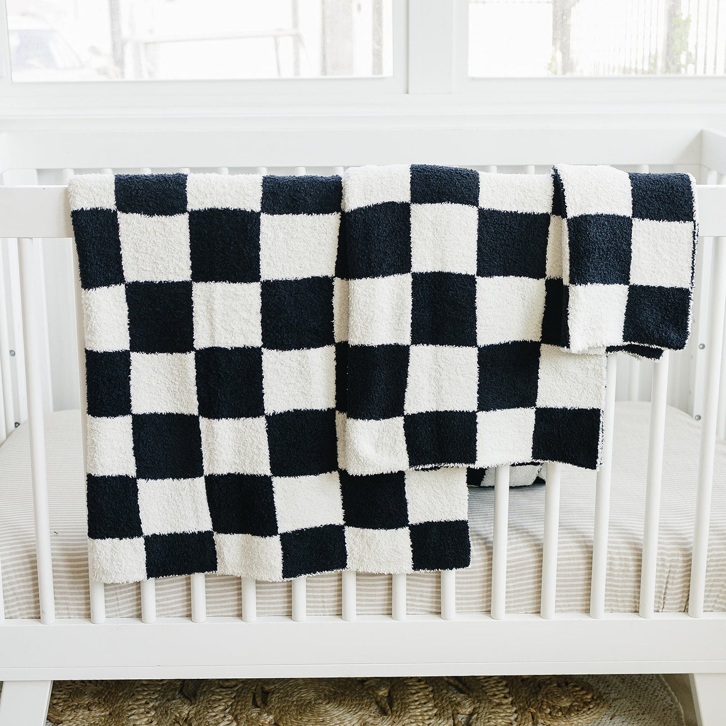 plush blanket // black + white checkered