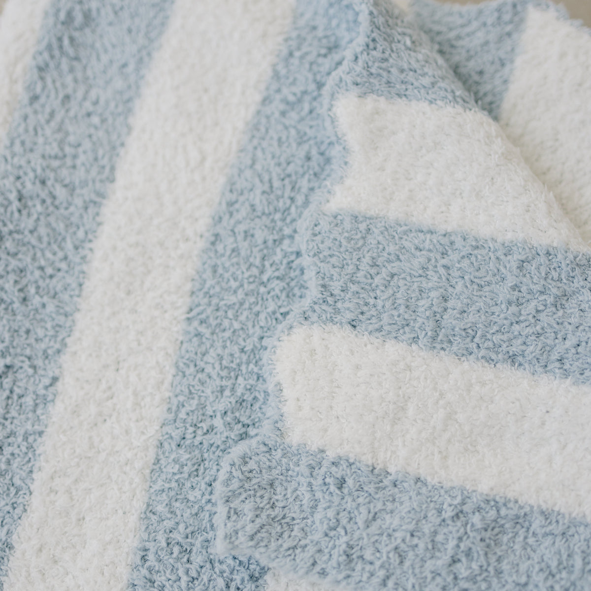 blue stripe plush blanket
