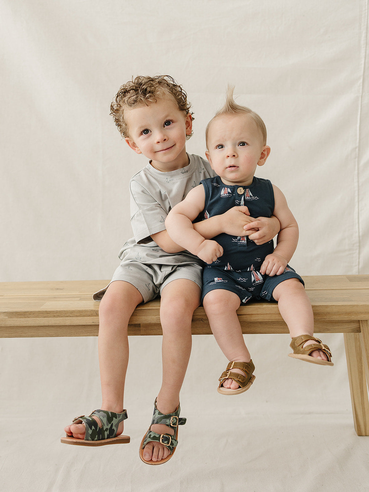 sailboat button shorts set