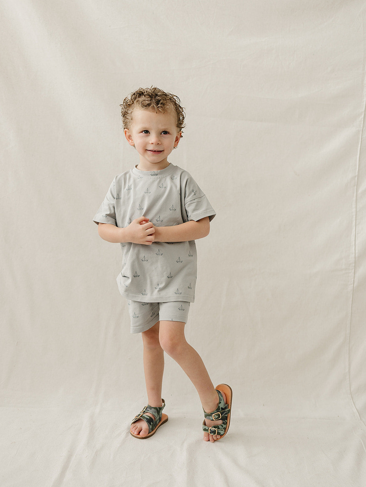 sailboat button shorts set