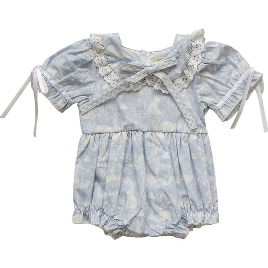 blue bunny bubble romper