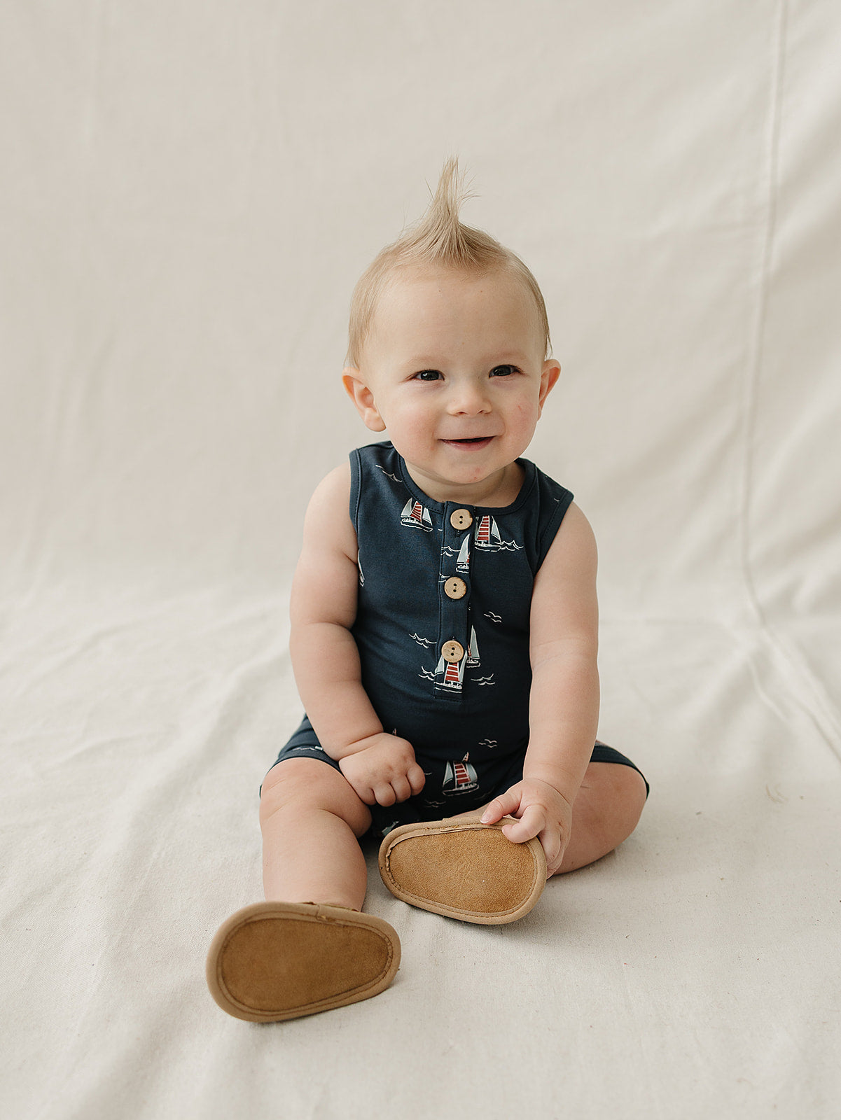 sailboat short romper
