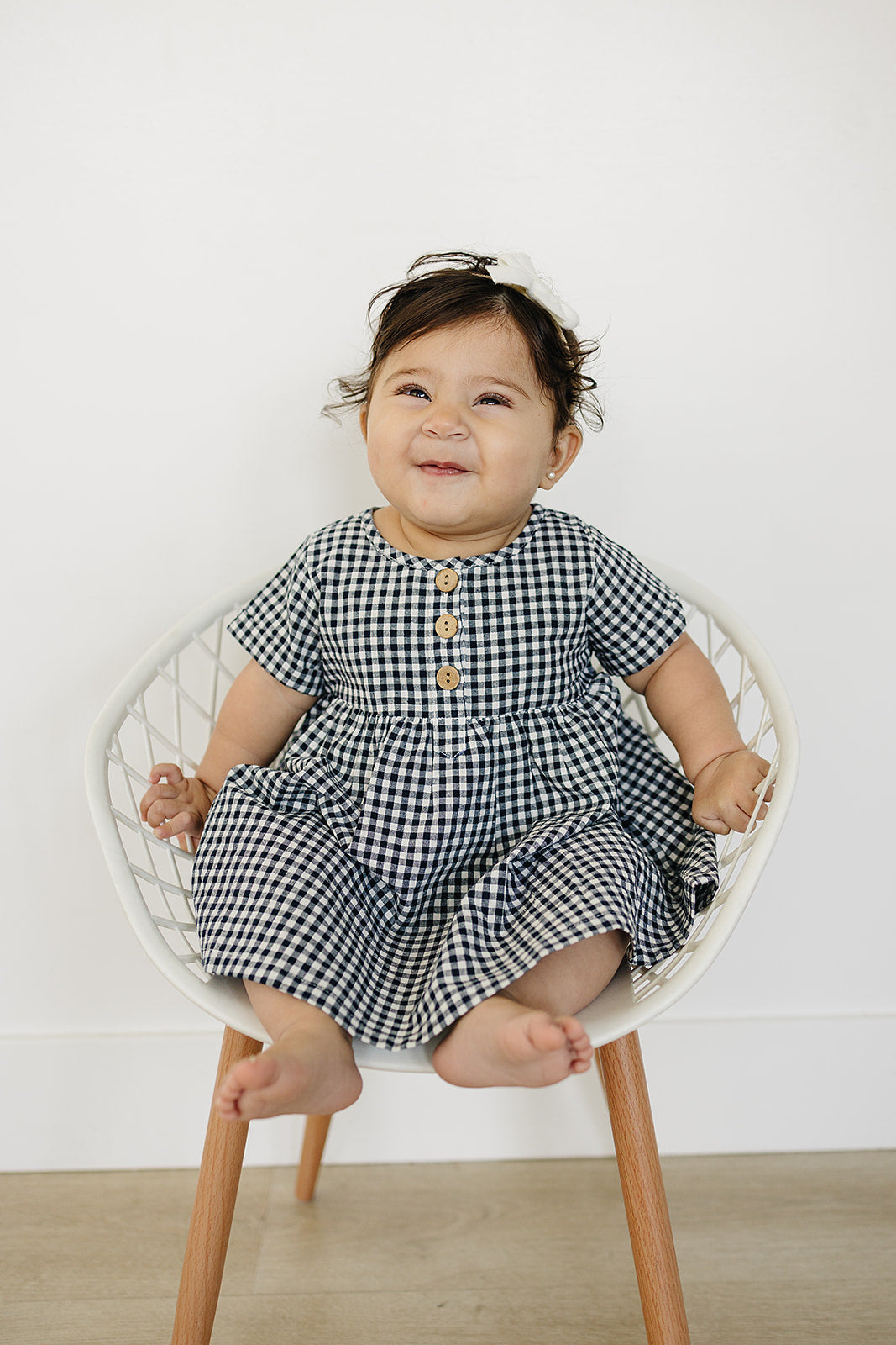 linen cotton dress // navy gingham