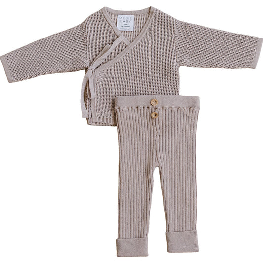 mauve knit wrap set