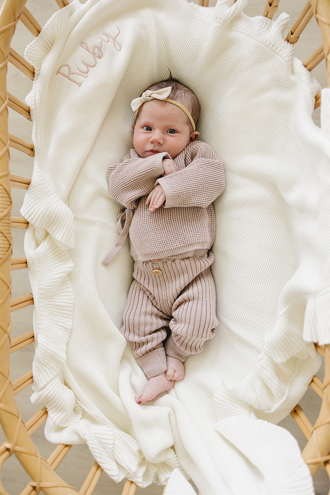 mauve knit wrap set