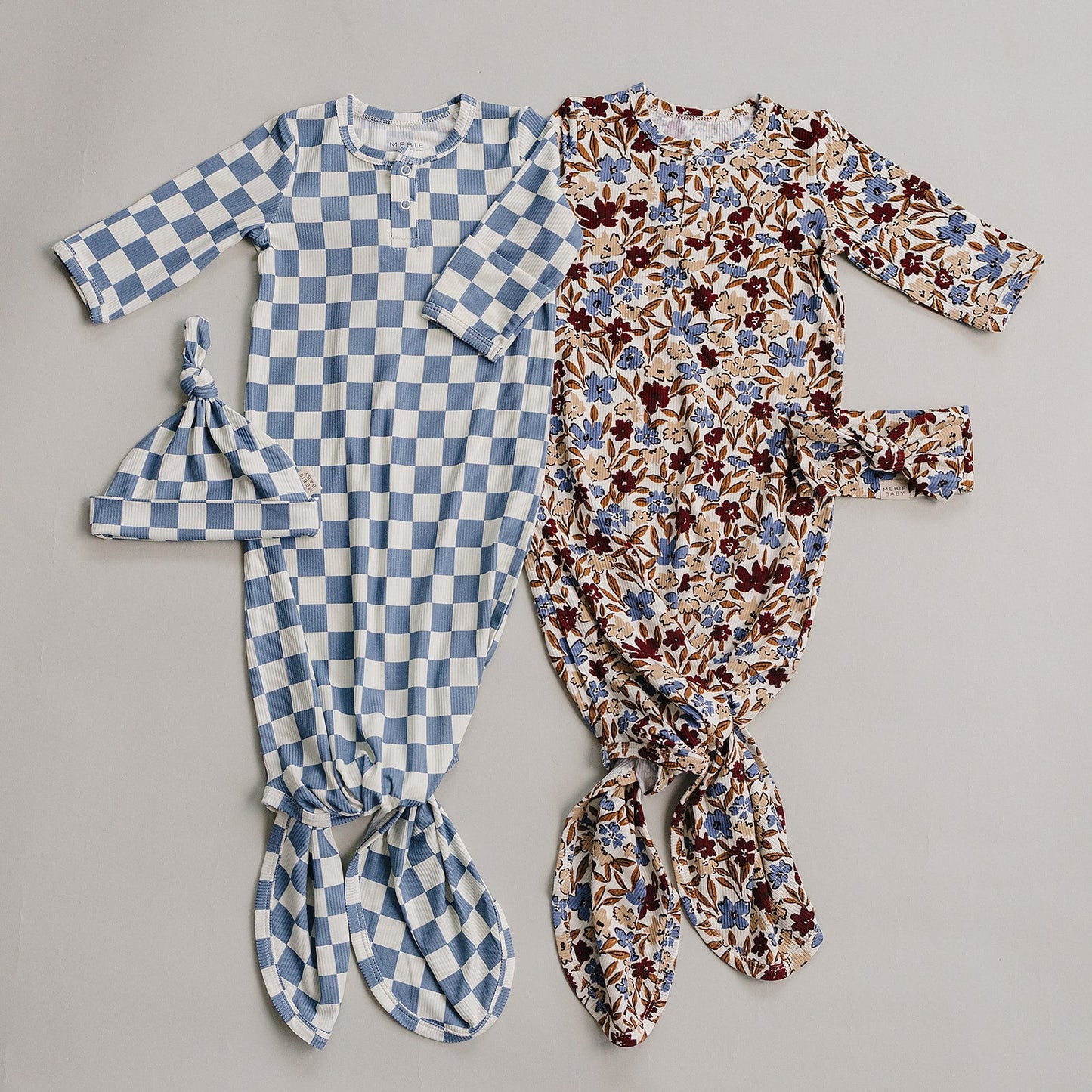 ribbed bamboo knot gown // blue checkered