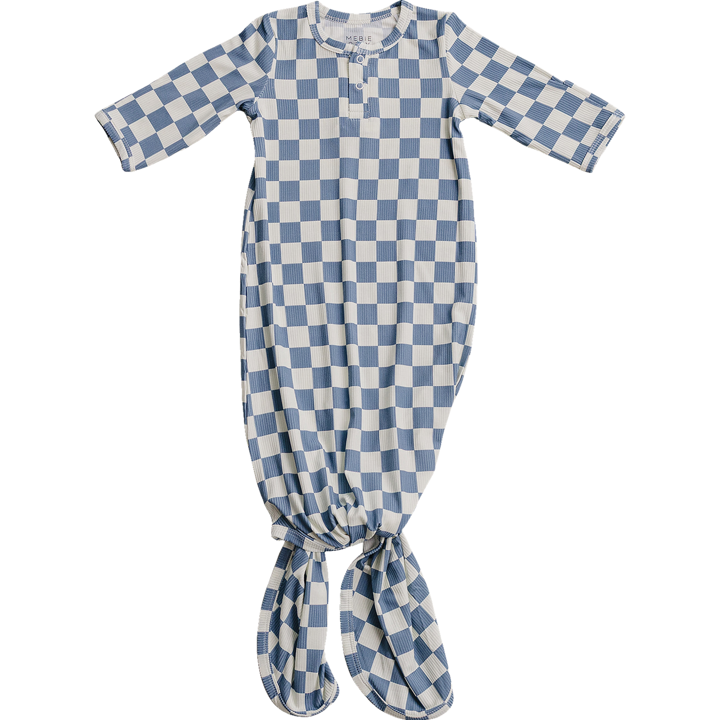 ribbed bamboo knot gown // blue checkered