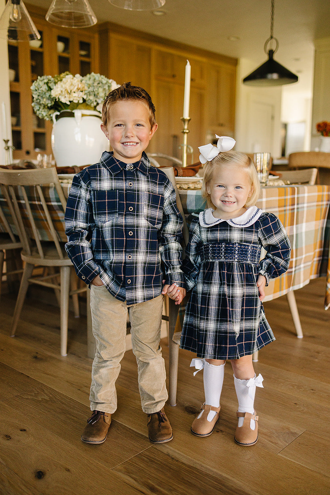 navy plaid button-up shirt