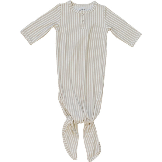 ribbed bamboo knot gown // taupe stripe
