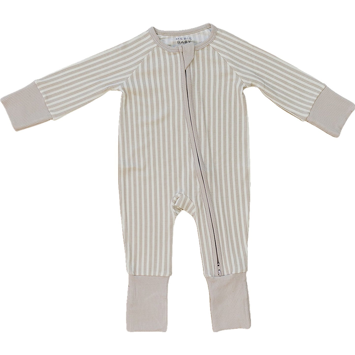 taupe stripe ribbed bamboo pajamas // ZIPPY