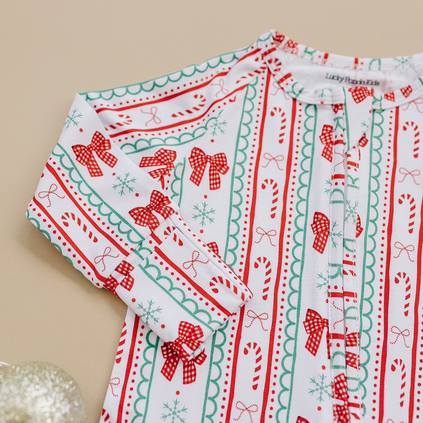 candy cane bows bamboo pajamas // ZIPPY