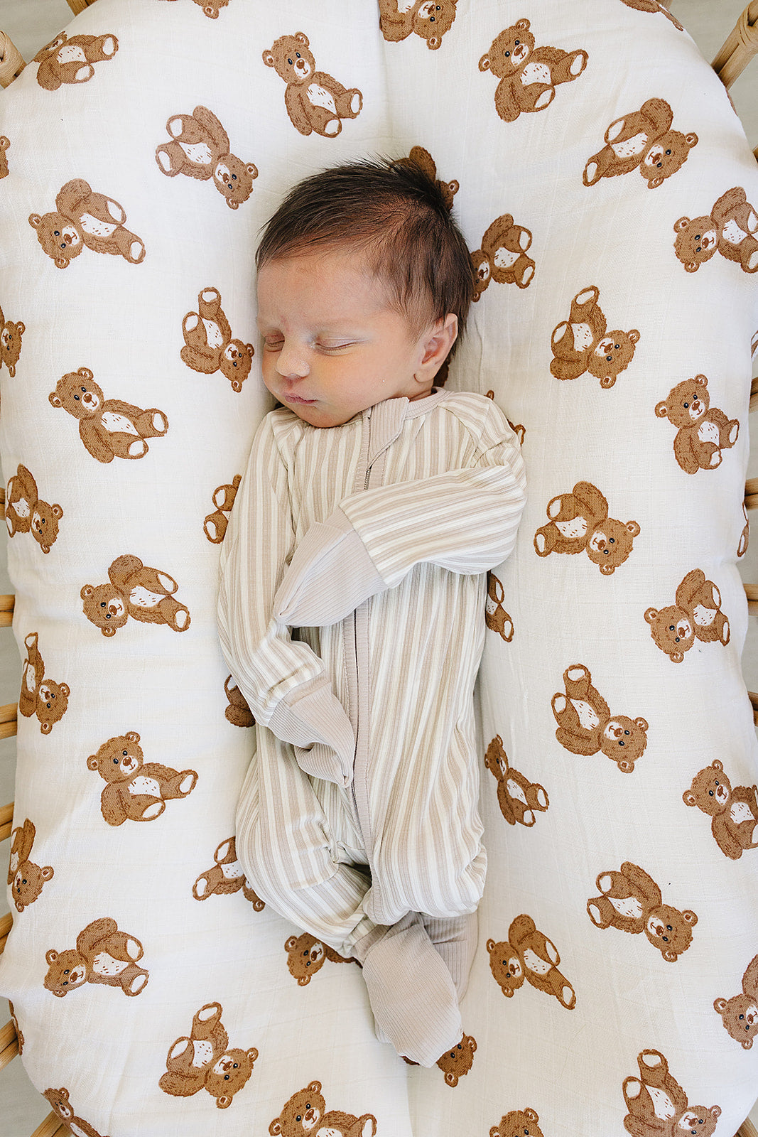 taupe stripe ribbed bamboo pajamas // ZIPPY