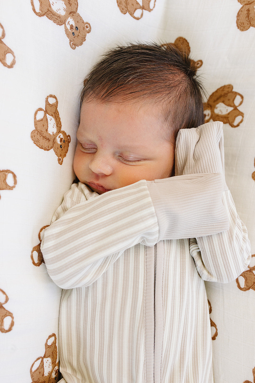 taupe stripe ribbed bamboo pajamas // ZIPPY