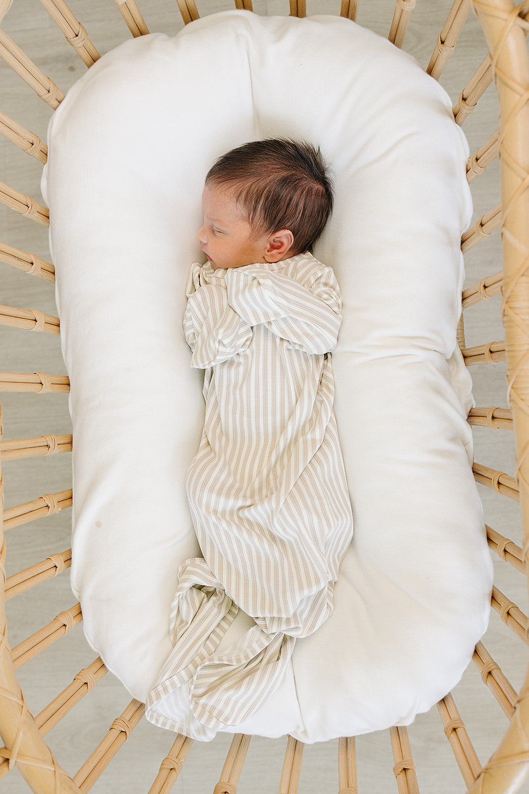 ribbed bamboo knot gown // taupe stripe