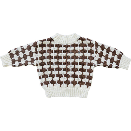 brown + cream knit sweater