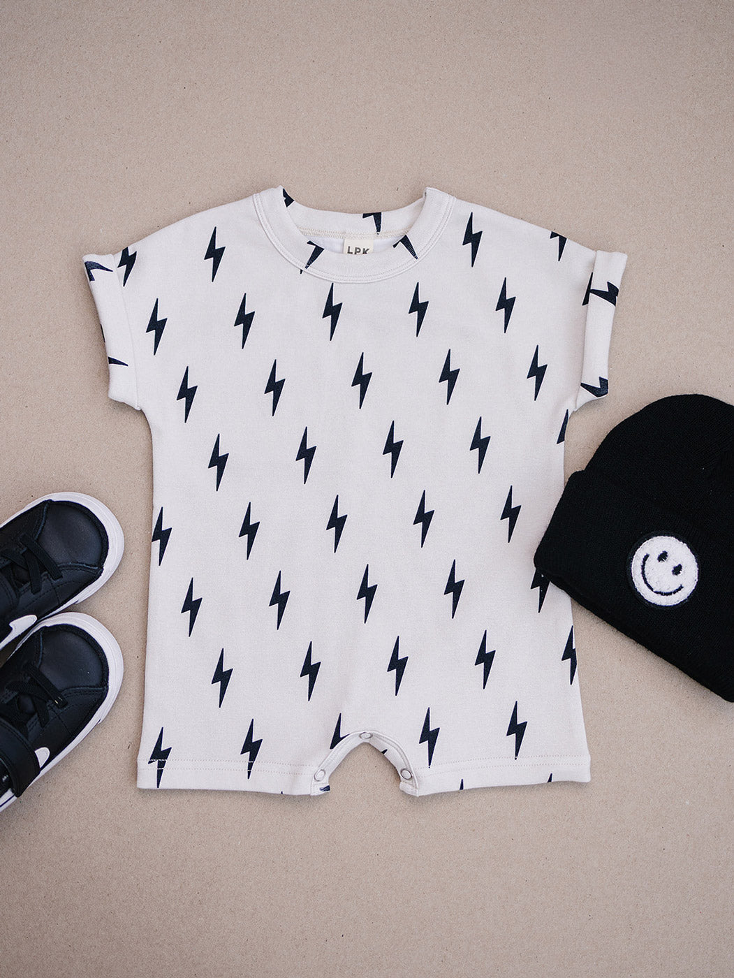 cotton romper // little bolt