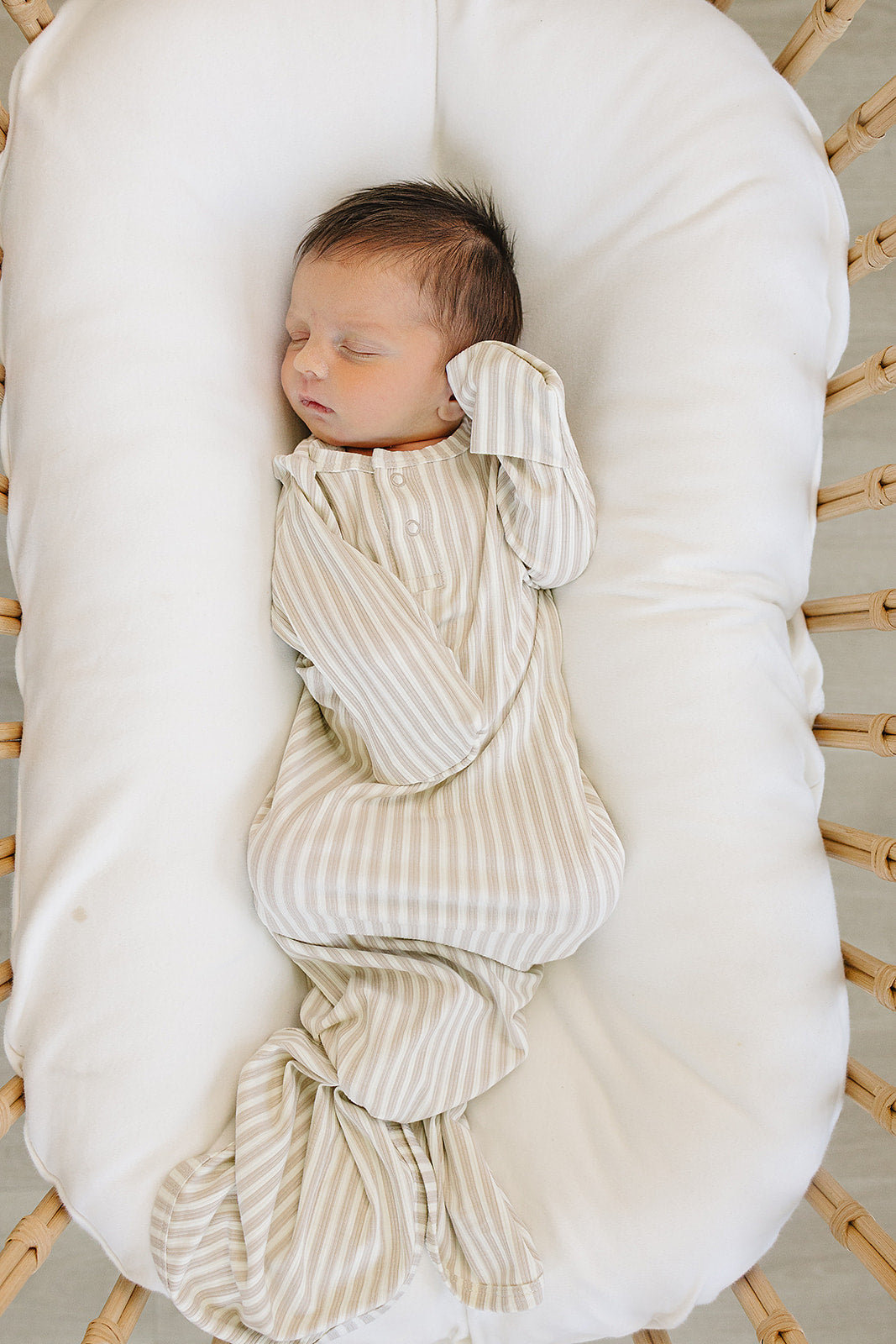 ribbed bamboo knot gown // taupe stripe