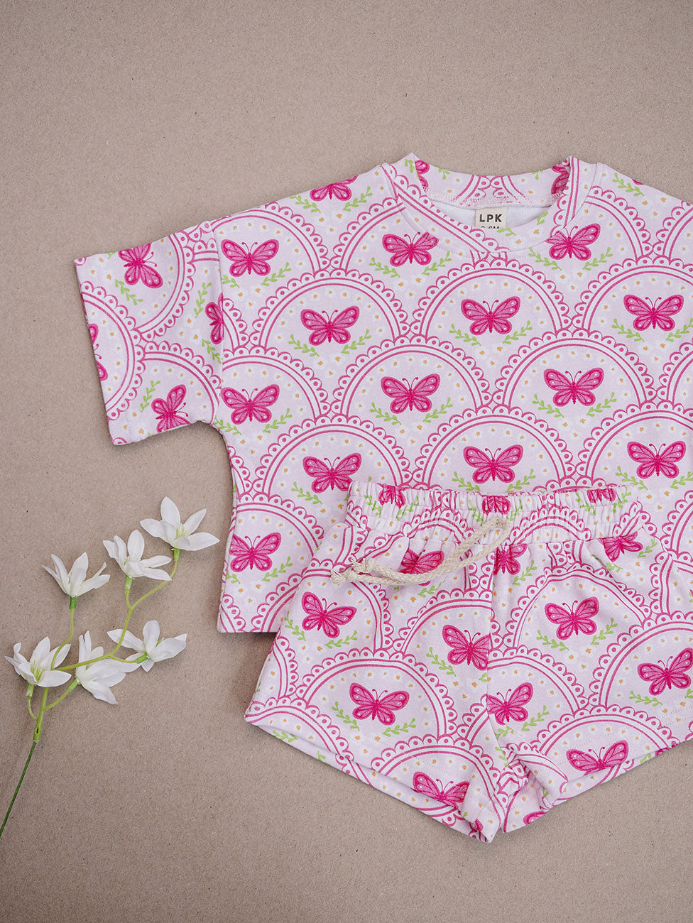 shorts set // pink butterfly