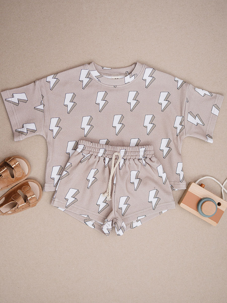 shorts set // electric beige