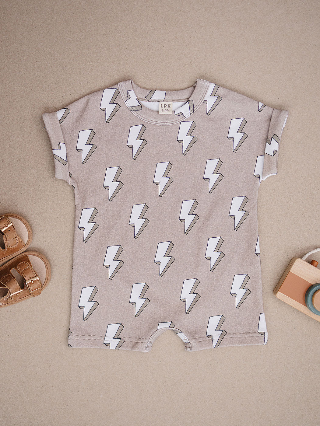 cotton romper // electric beige