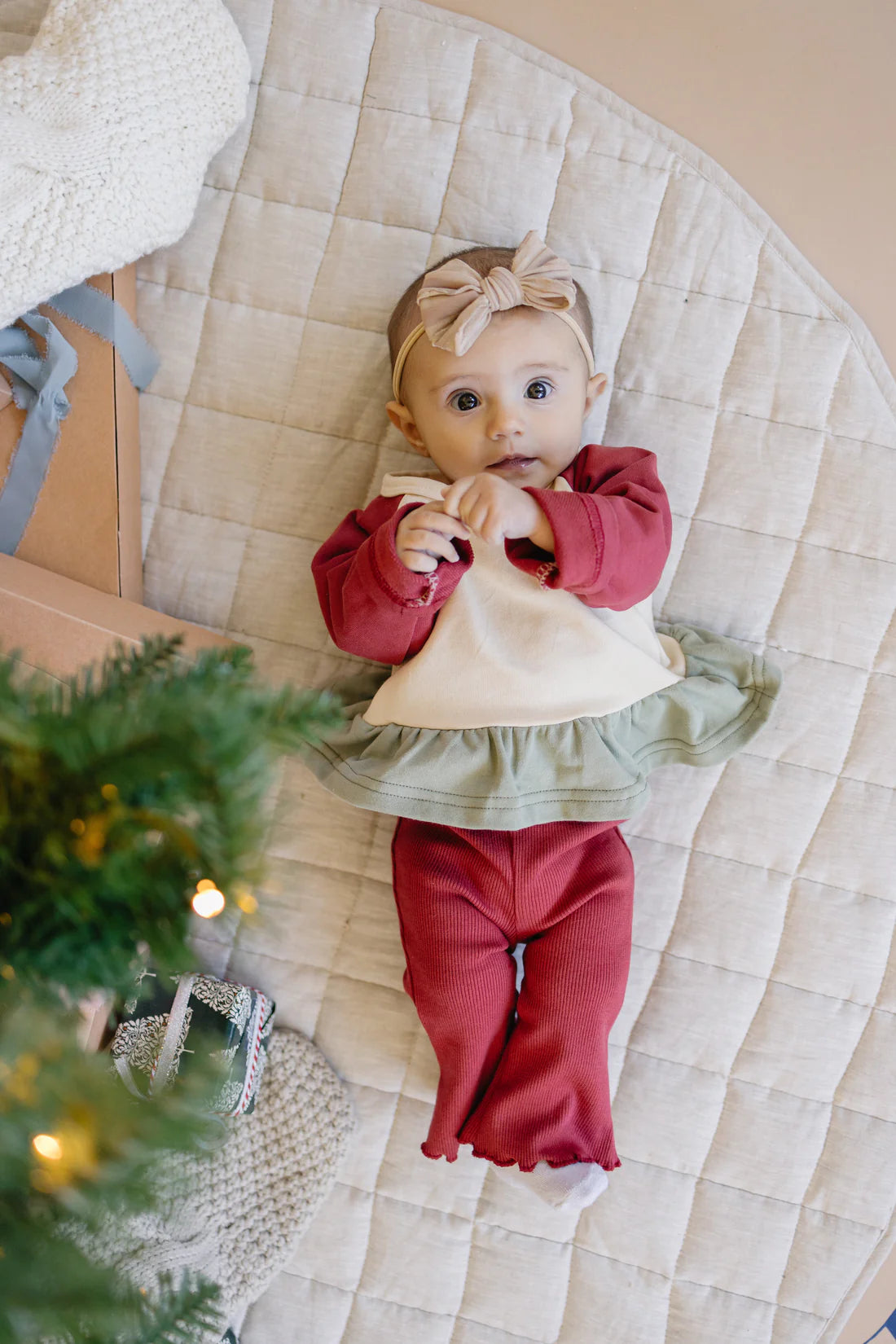 christmas color block peplum top