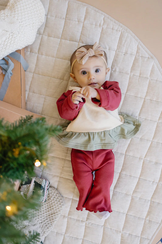 christmas color block peplum top