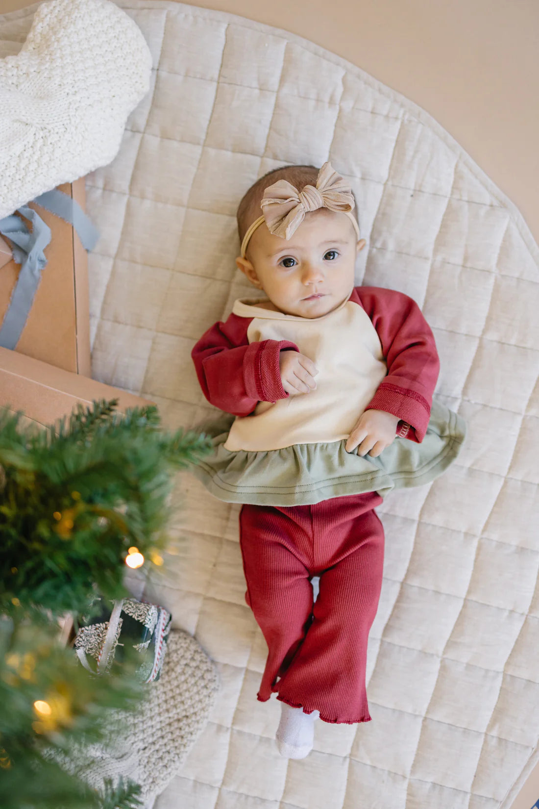 christmas color block peplum top