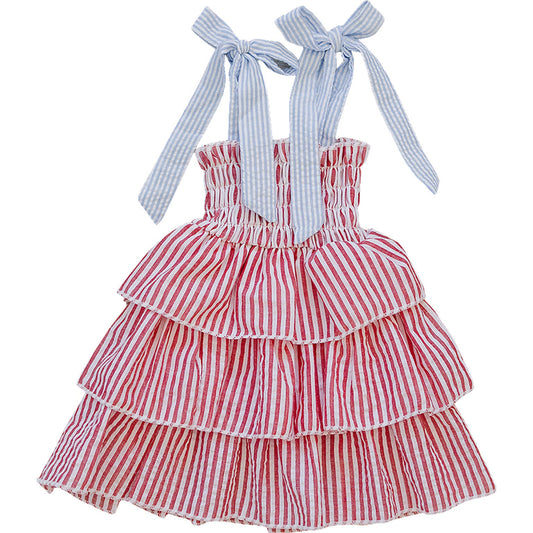 stripe ruffle dress