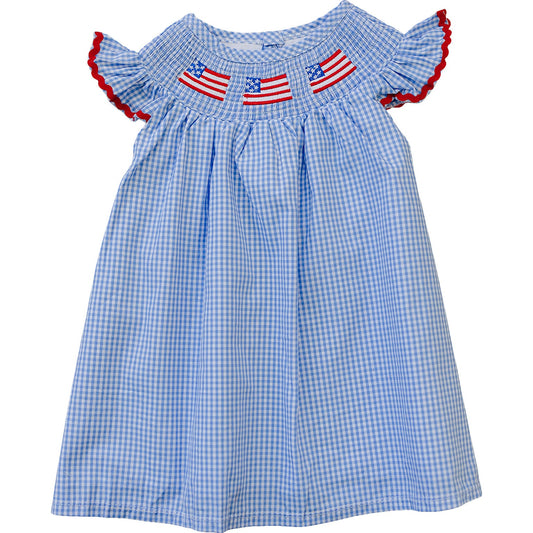 american flag gingham smocked dress