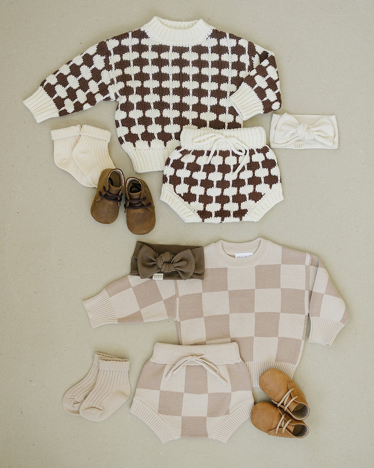 brown + cream knit bloomers