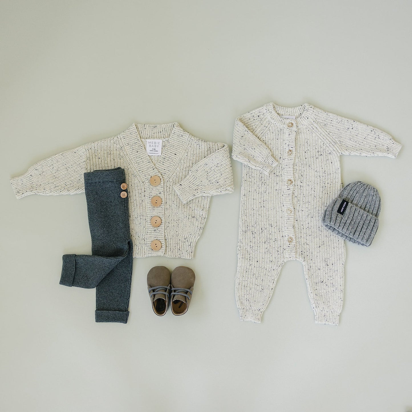 heather grey chunky knit button romper