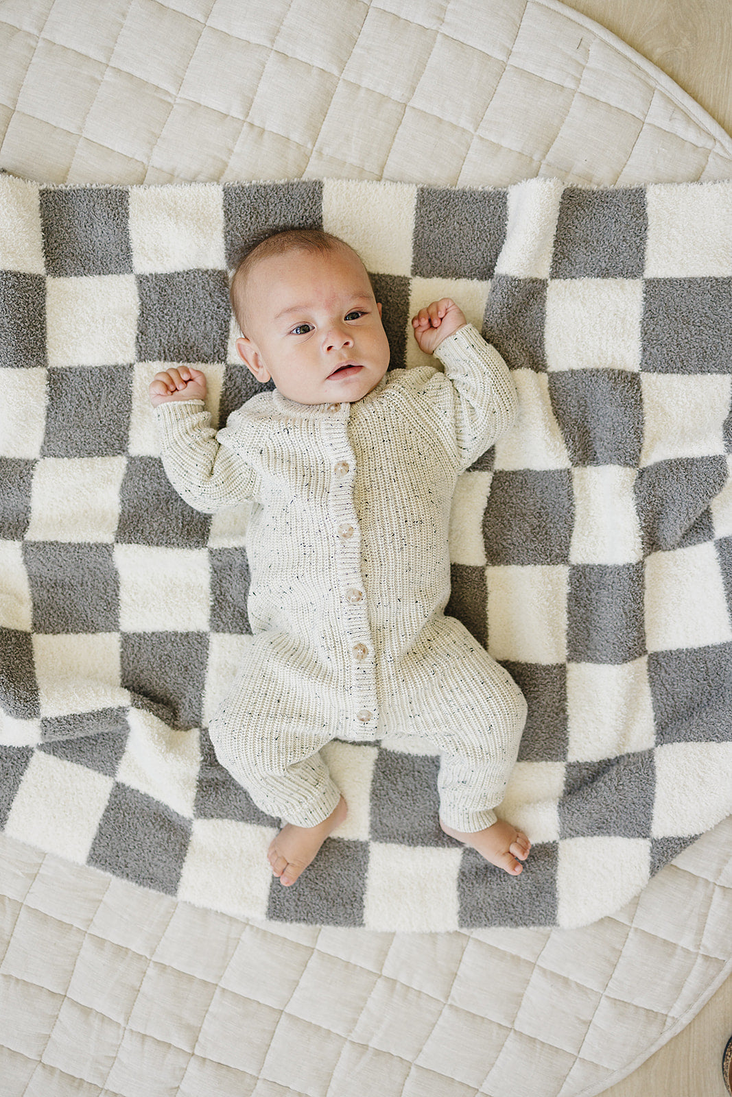 heather grey chunky knit button romper