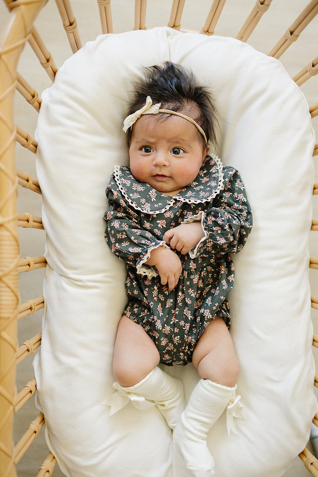 olive bloom bubble romper