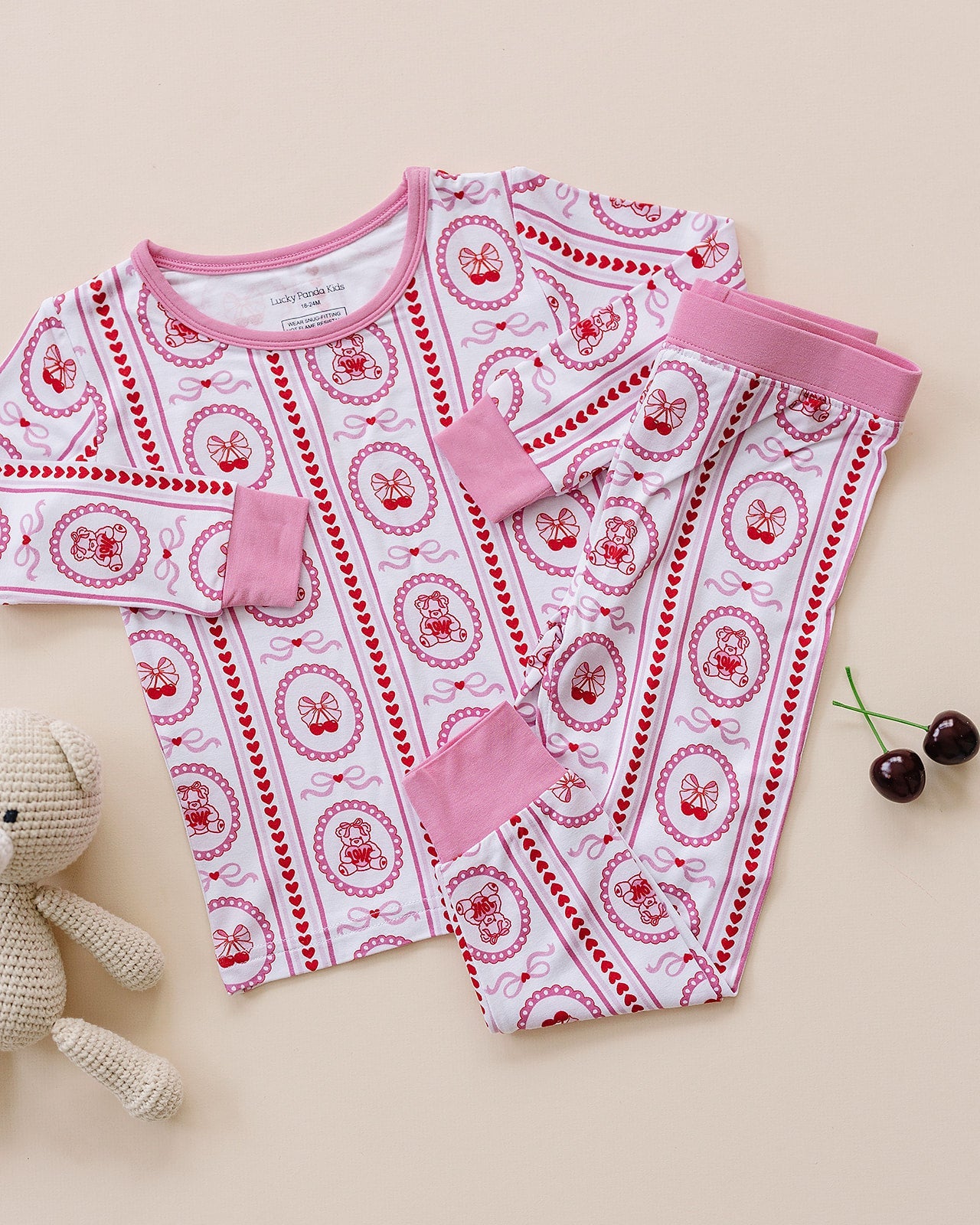 cherry bear bamboo pajamas // LONG-SLEEVE TWO-PIECE SET