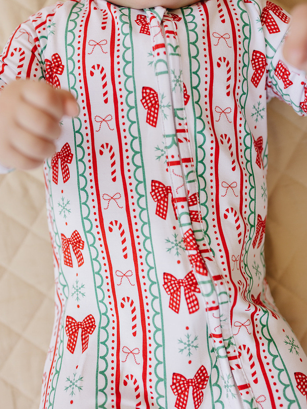 candy cane bows bamboo pajamas // ZIPPY