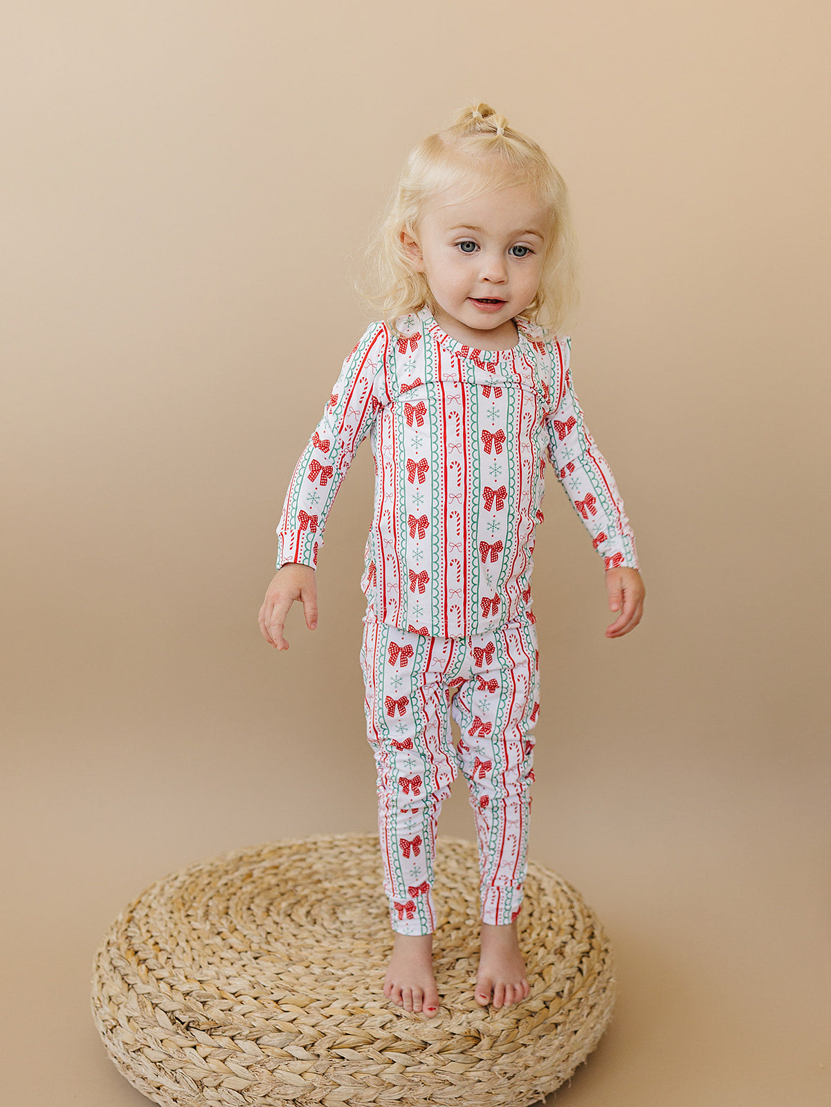 candy cane bows bamboo pajamas // LONG-SLEEVE TWO-PIECE SET