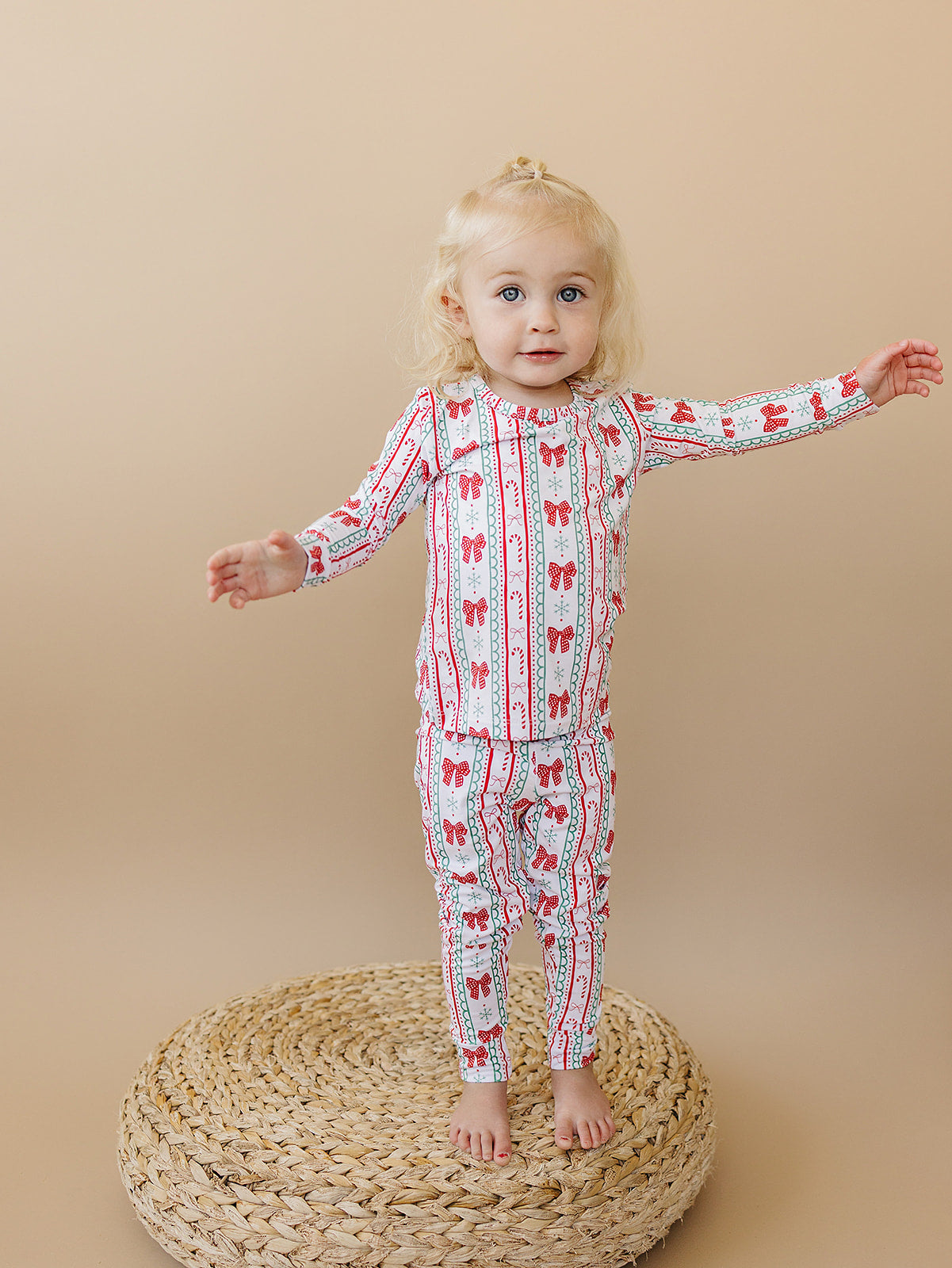candy cane bows bamboo pajamas // LONG-SLEEVE TWO-PIECE SET