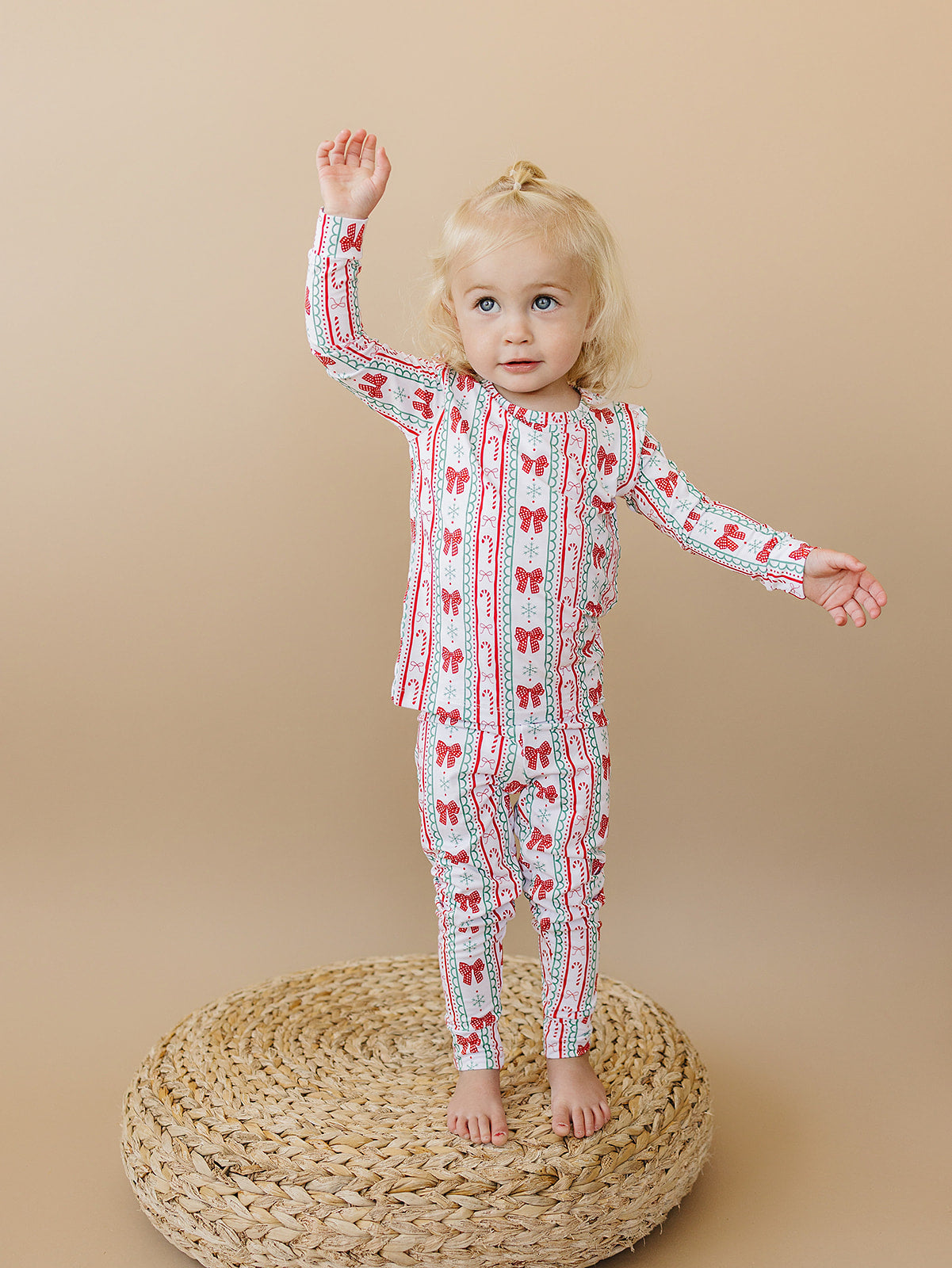 candy cane bows bamboo pajamas // LONG-SLEEVE TWO-PIECE SET