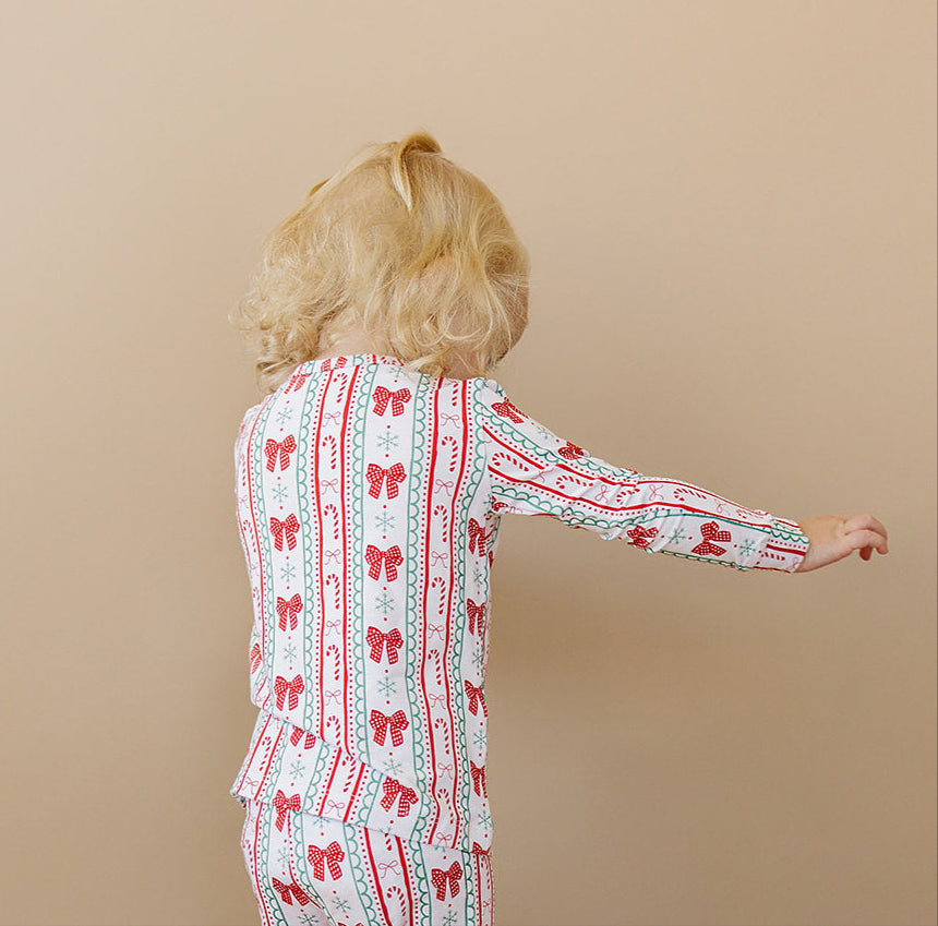 candy cane bows bamboo pajamas // LONG-SLEEVE TWO-PIECE SET