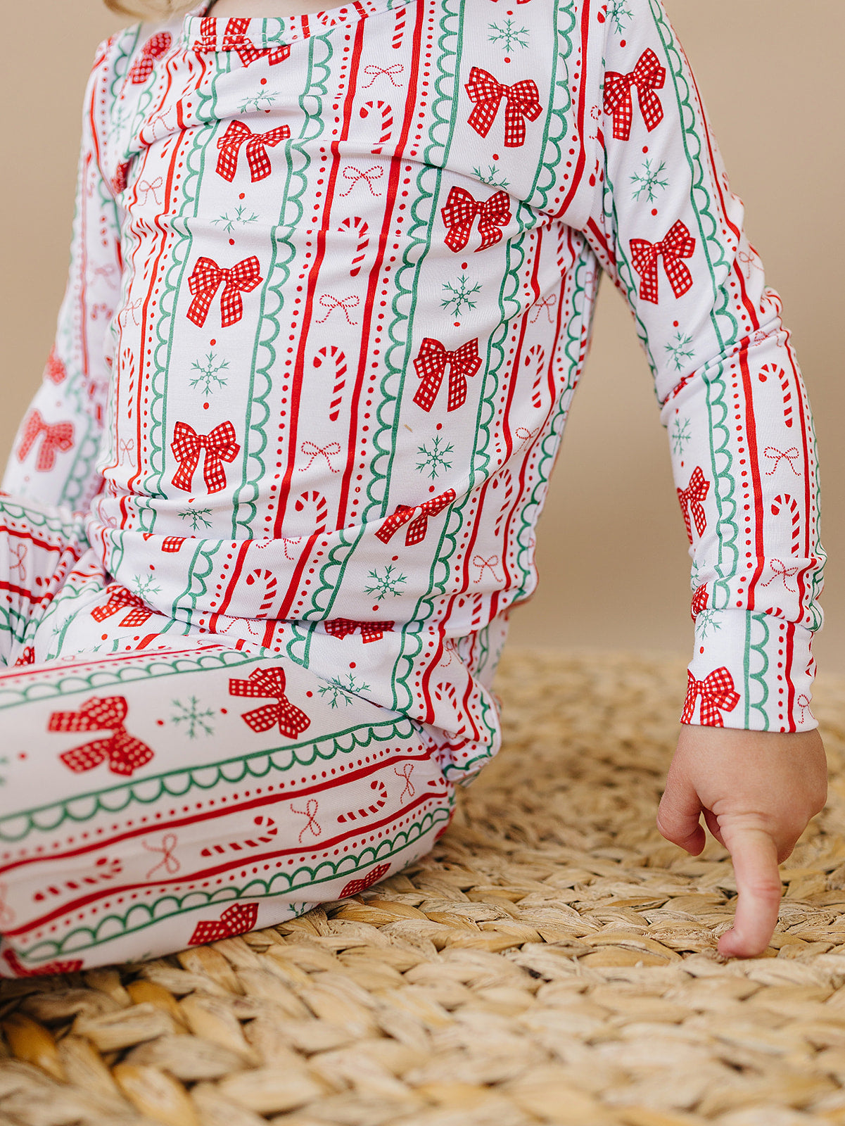 candy cane bows bamboo pajamas // LONG-SLEEVE TWO-PIECE SET
