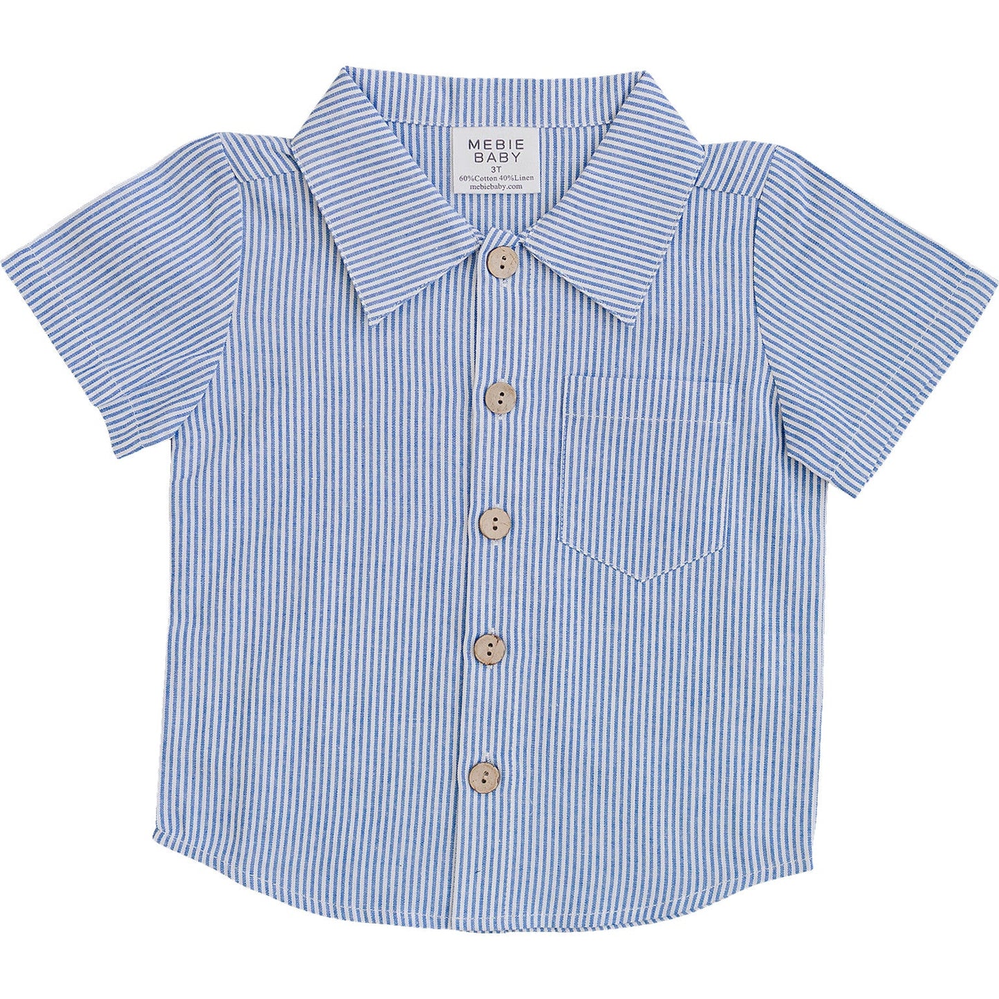 blue stripe button-up pocket shirt