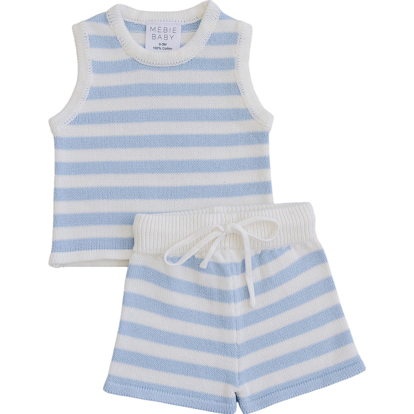 blue stripe knit short tank set