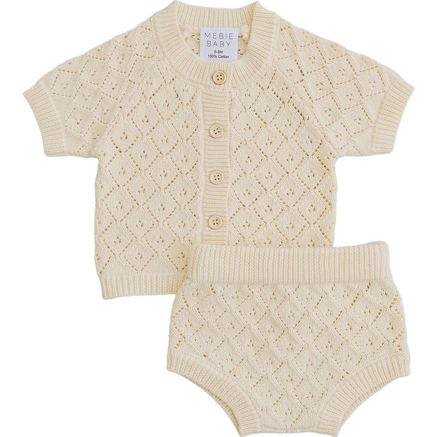 butter yellow knit cardigan bloomer set