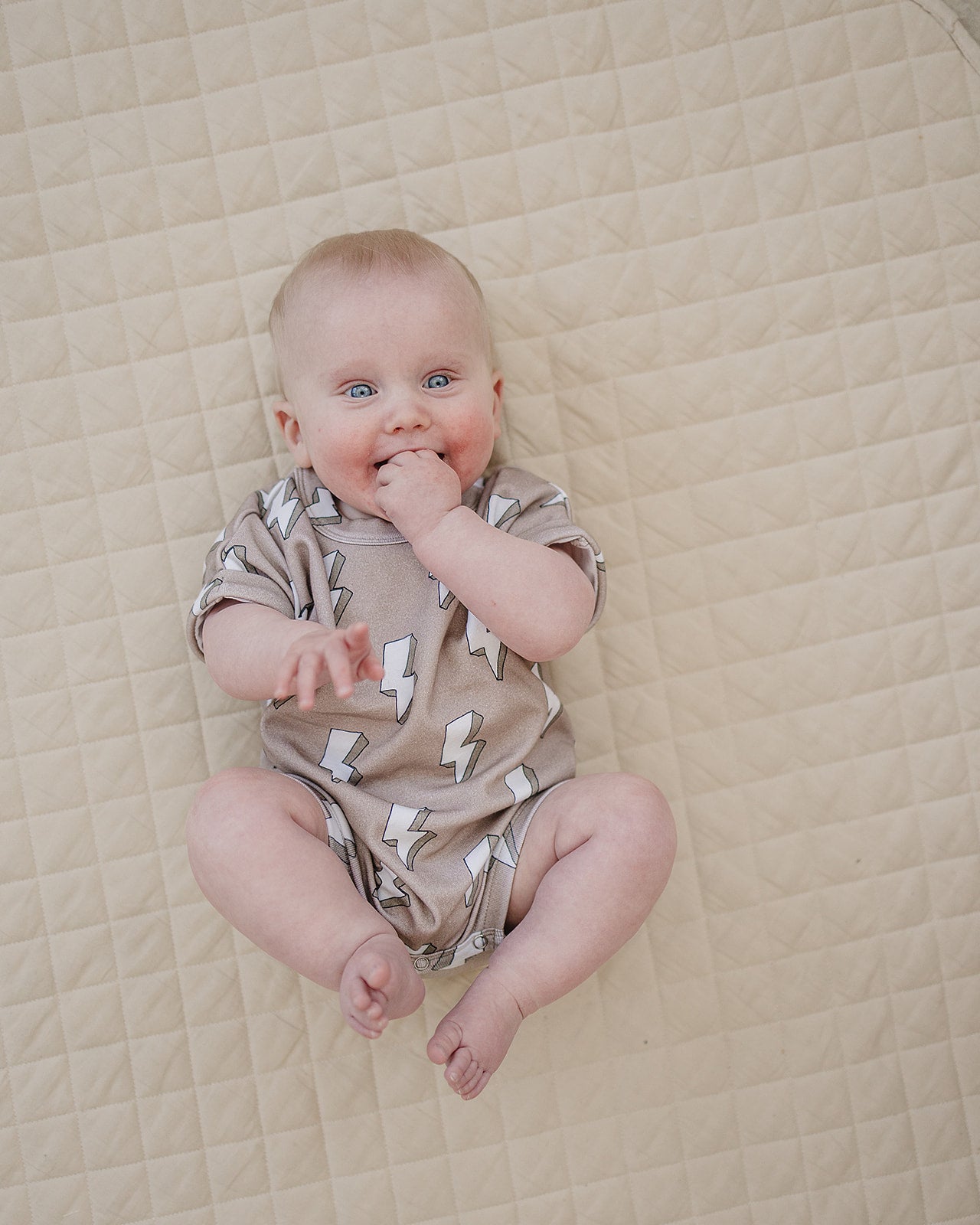 cotton romper // electric beige