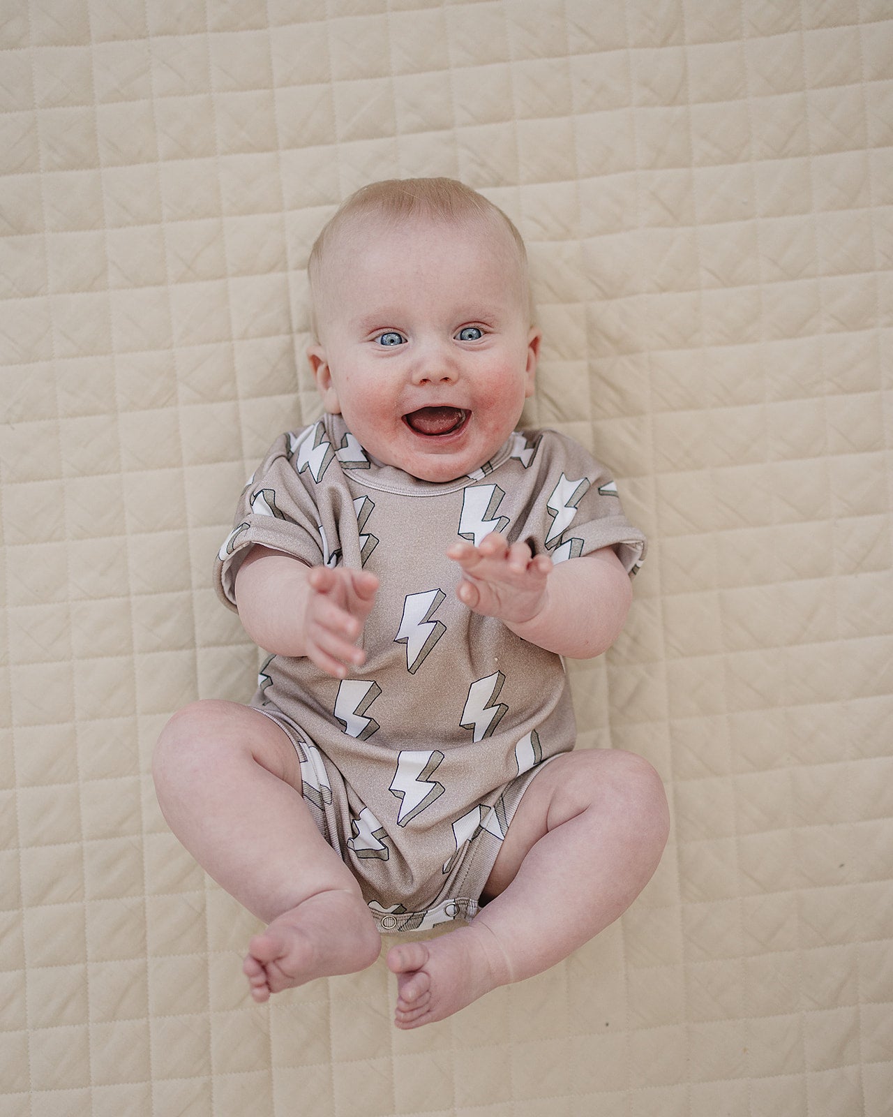 cotton romper // electric beige