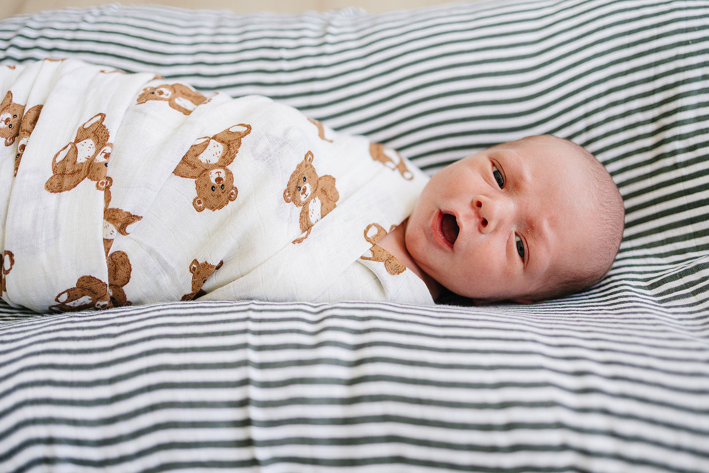muslin swaddle blanket // teddy bear