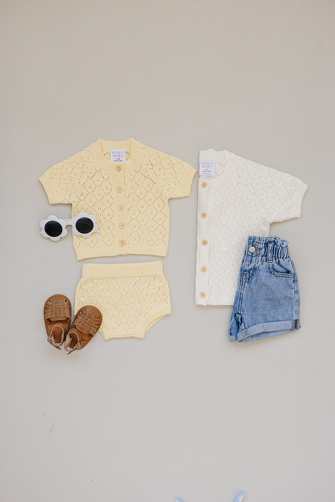 pearl knit short-sleeve cardigan