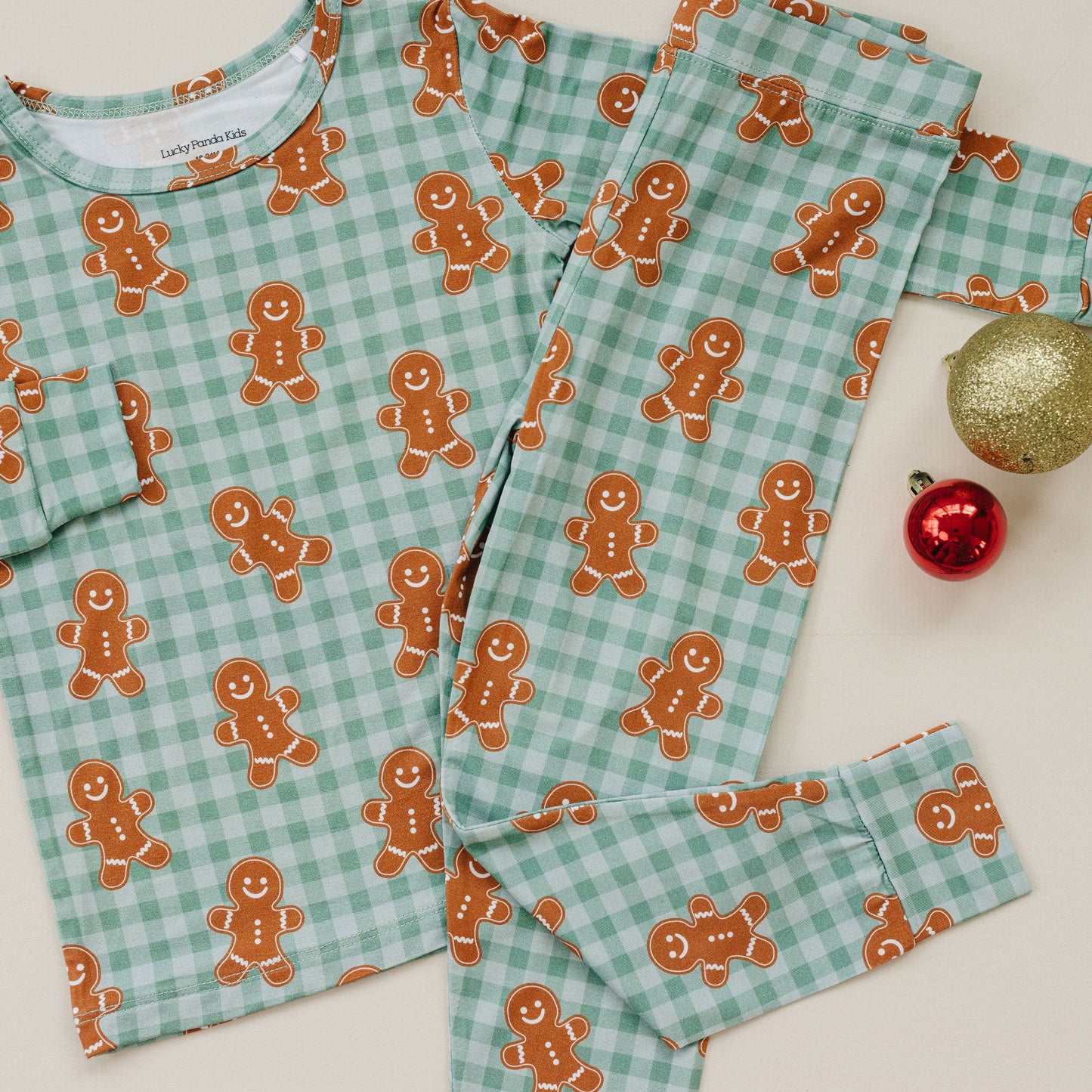 gingerbread gingham bamboo pajamas // LONG-SLEEVE TWO-PIECE SET